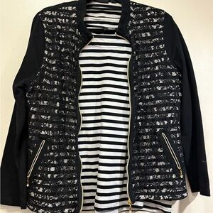 Black Fitted Blazer with Quilted Detailing